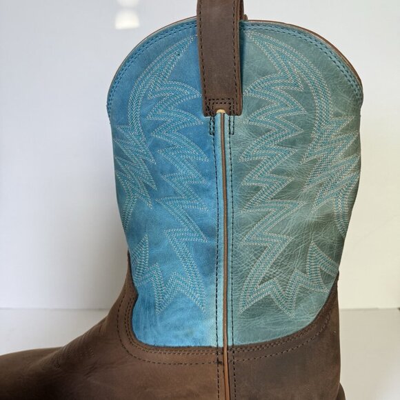 Justin Big Bucks 11” Western Square Toe Walnut Boots Men Size 12D NEW Vibram - Picture 14 of 16